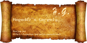 Hegedűs Gergely névjegykártya